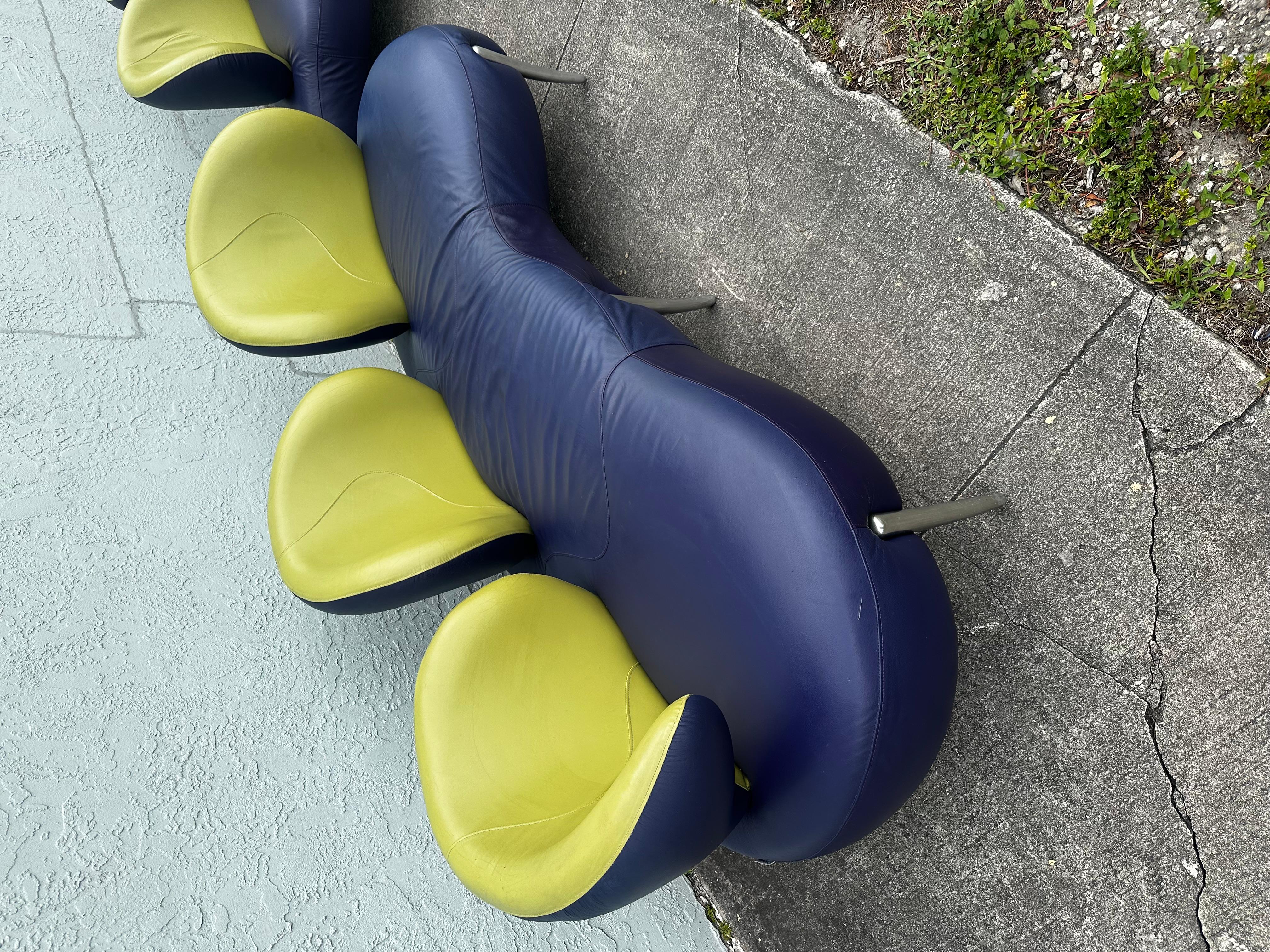 1990s Rare Poltromec Italia Leder Sculptural Space Age Sofa Loveseat, Set von 2 im Angebot 4