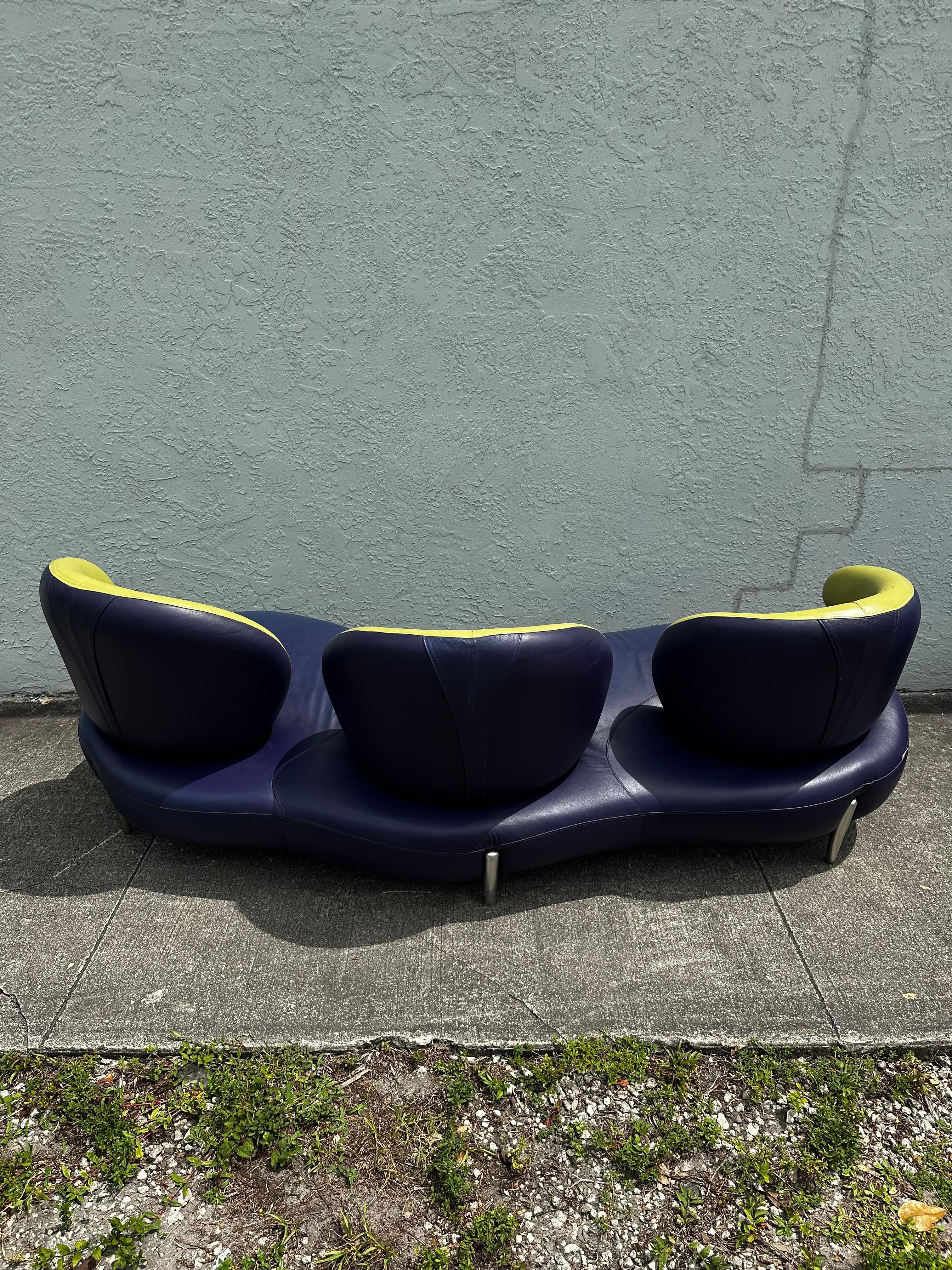 1990s Rare Poltromec Italia Leather Sculptural Space Age Sofa Loveseat, Set di 2 in vendita 5