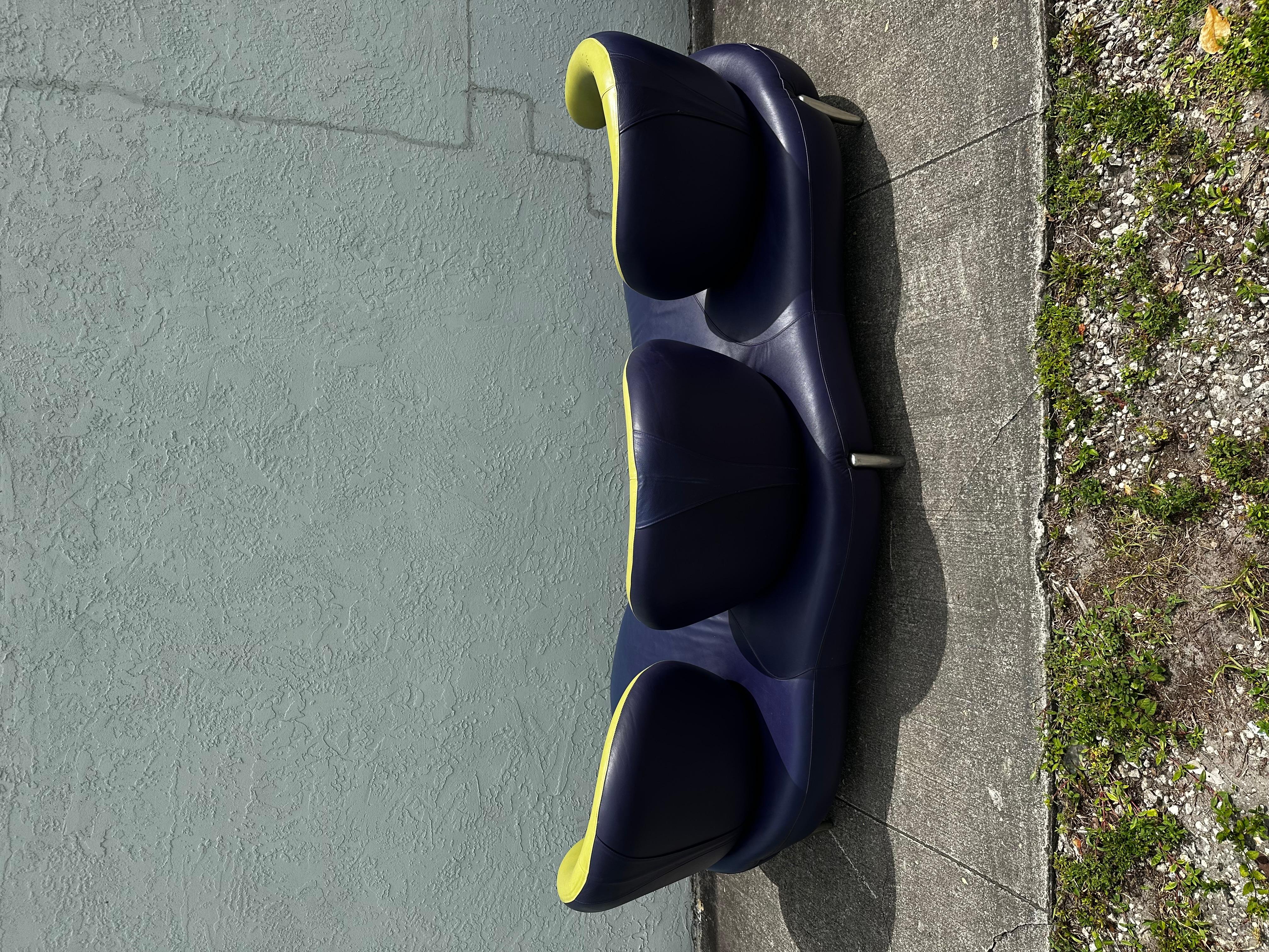1990s Rare Poltromec Italia Leder Sculptural Space Age Sofa Loveseat, Set von 2 im Angebot 5