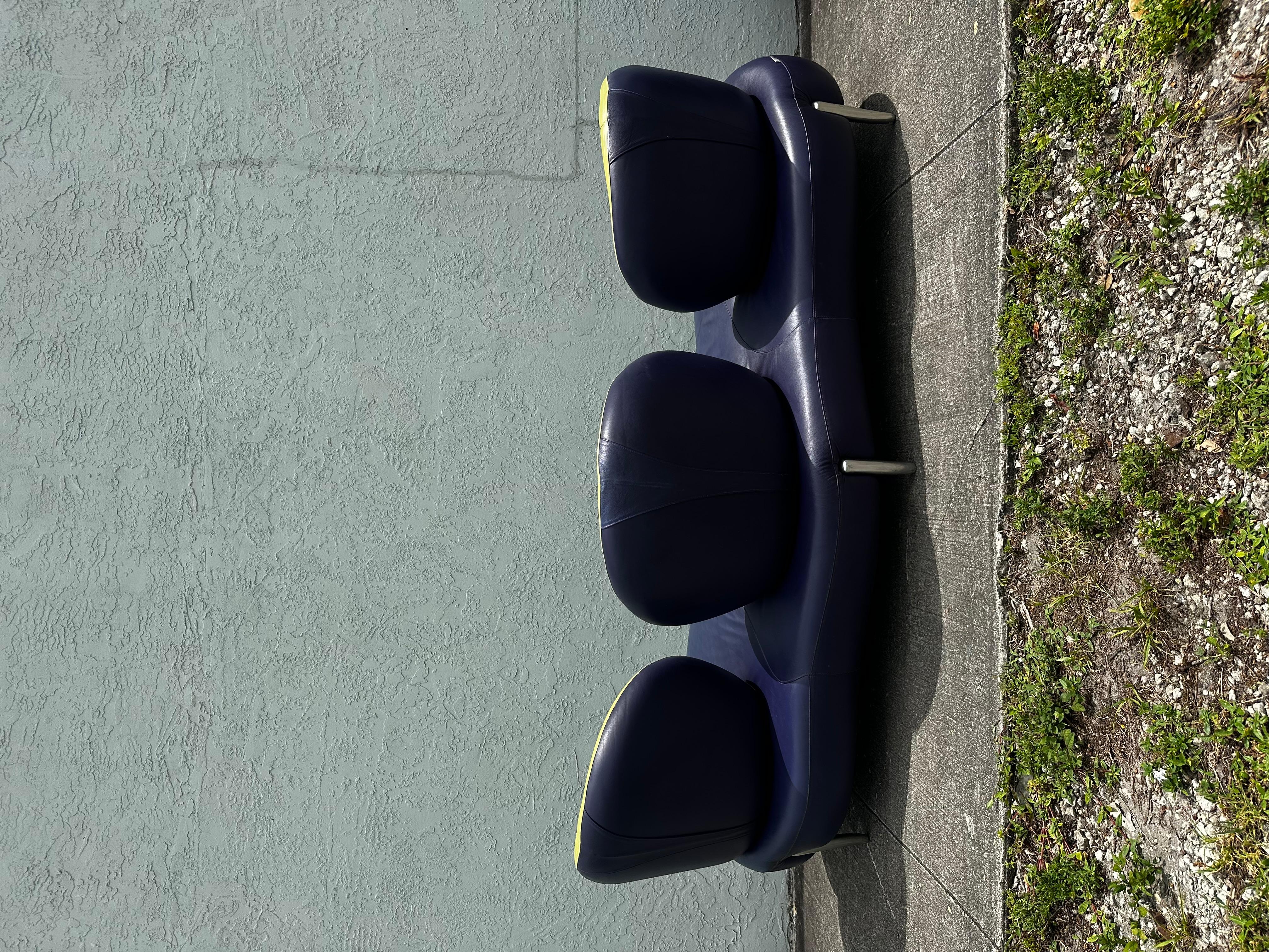 1990s Rare Poltromec Italia Leder Sculptural Space Age Sofa Loveseat, Set von 2 im Angebot 6