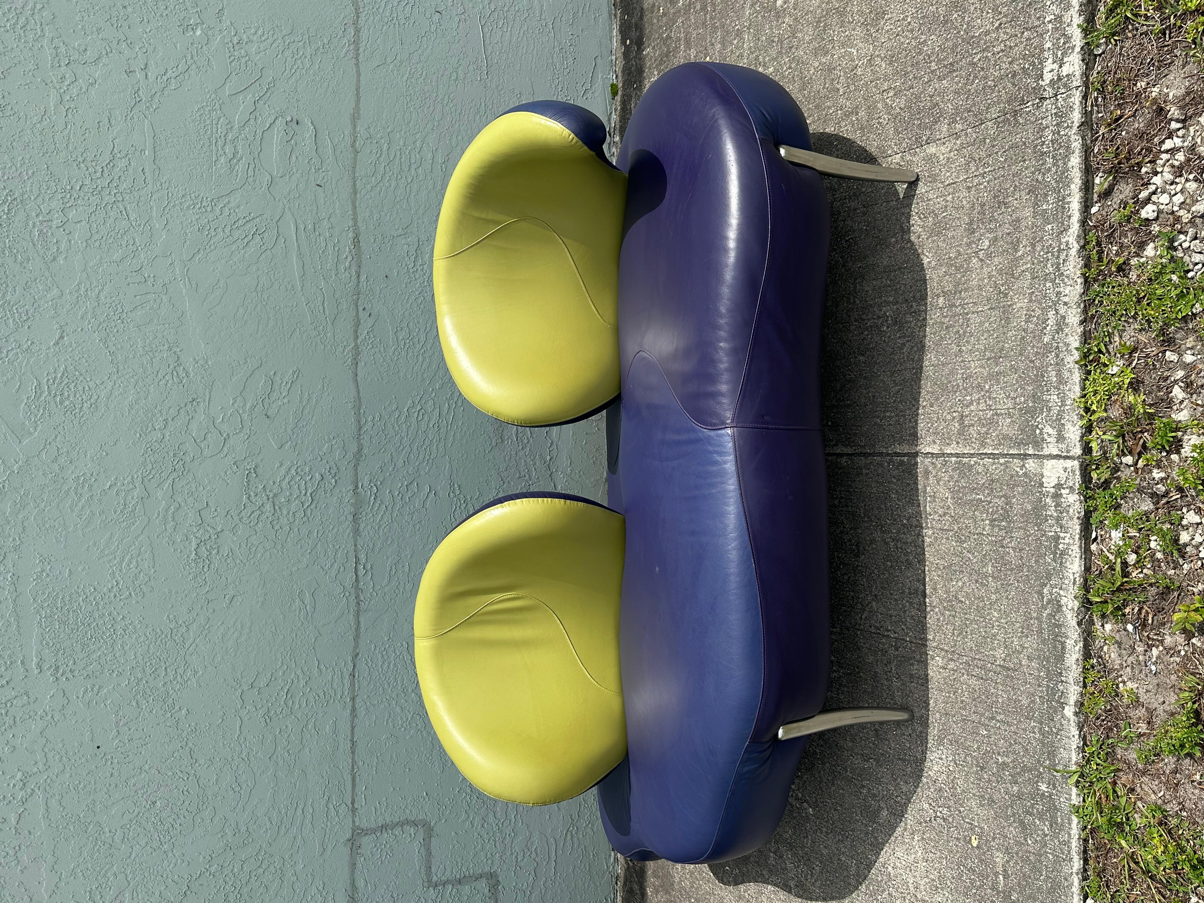 1990s Rare Poltromec Italia Leder Sculptural Space Age Sofa Loveseat, Set von 2 im Angebot 7