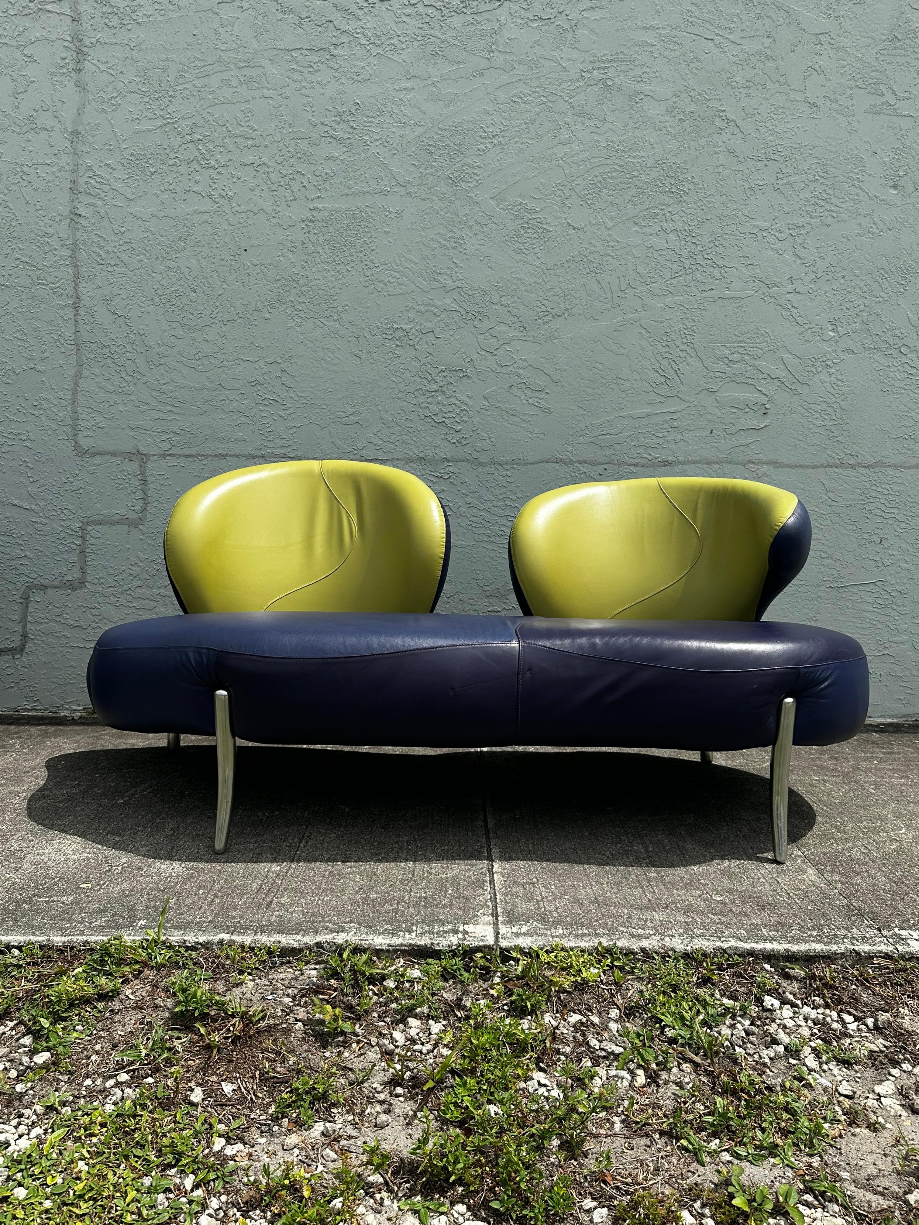 1990s Rare Poltromec Italia Leather Sculptural Space Age Sofa Loveseat, Set di 2 in vendita 8
