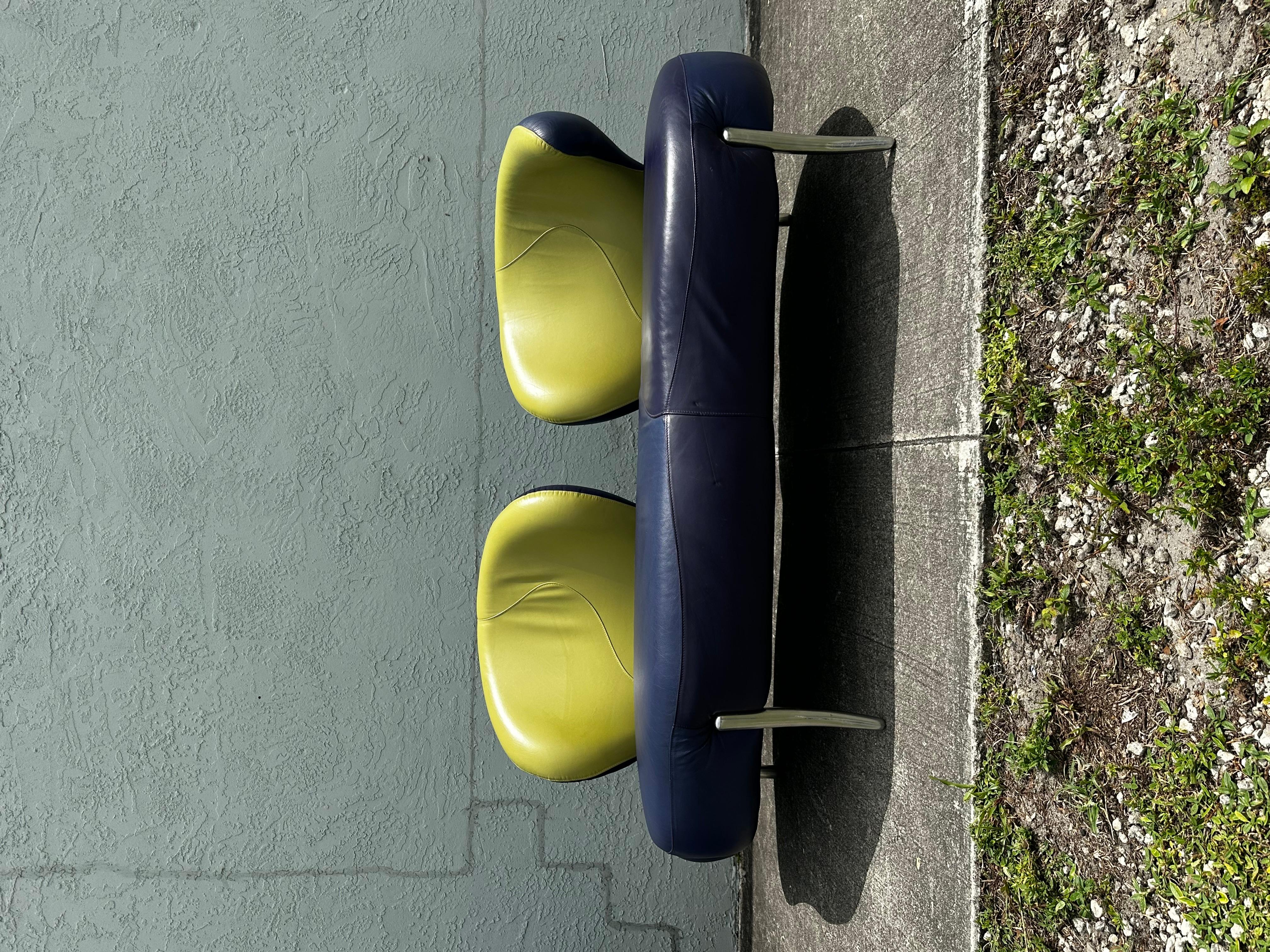 1990s Rare Poltromec Italia Leder Sculptural Space Age Sofa Loveseat, Set von 2 im Angebot 8