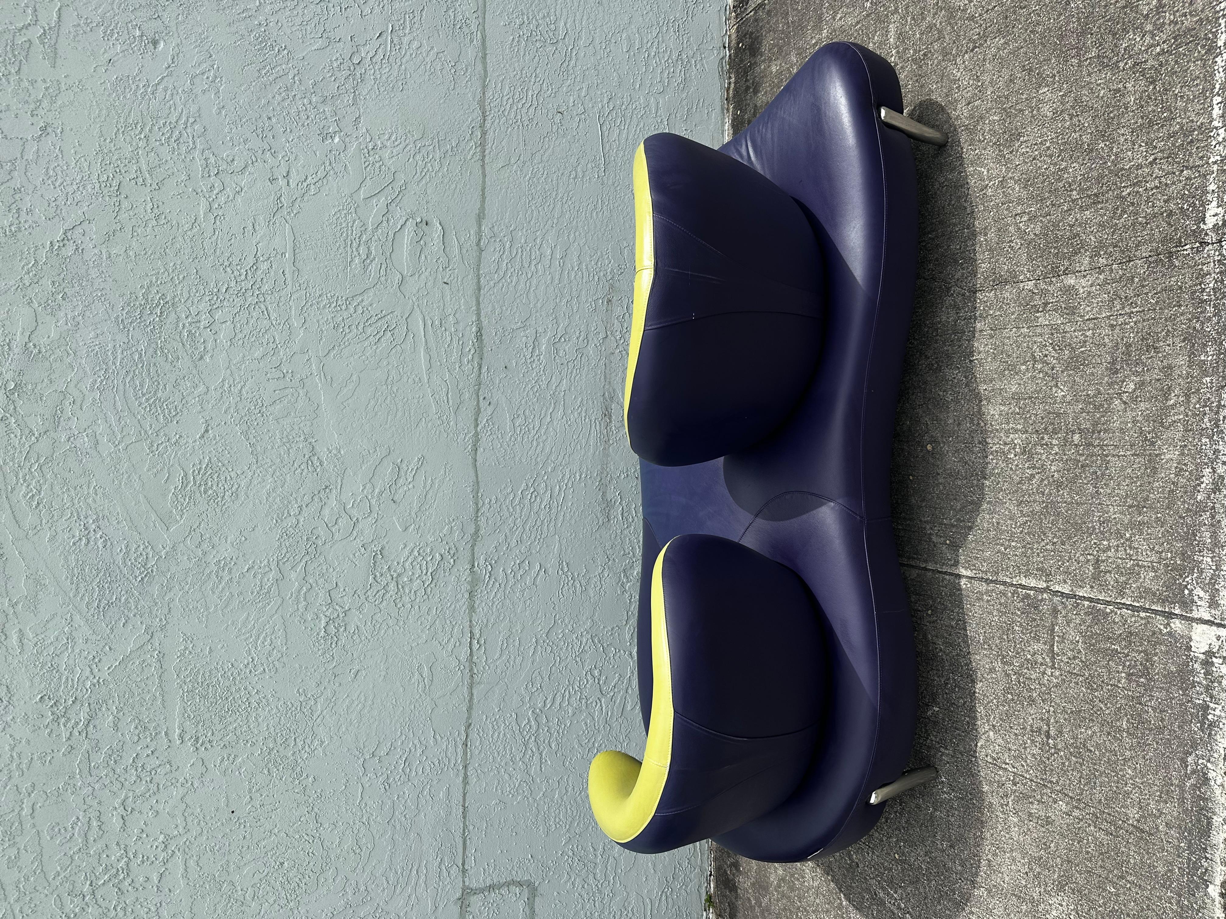 1990s Rare Poltromec Italia Leder Sculptural Space Age Sofa Loveseat, Set von 2 im Angebot 9