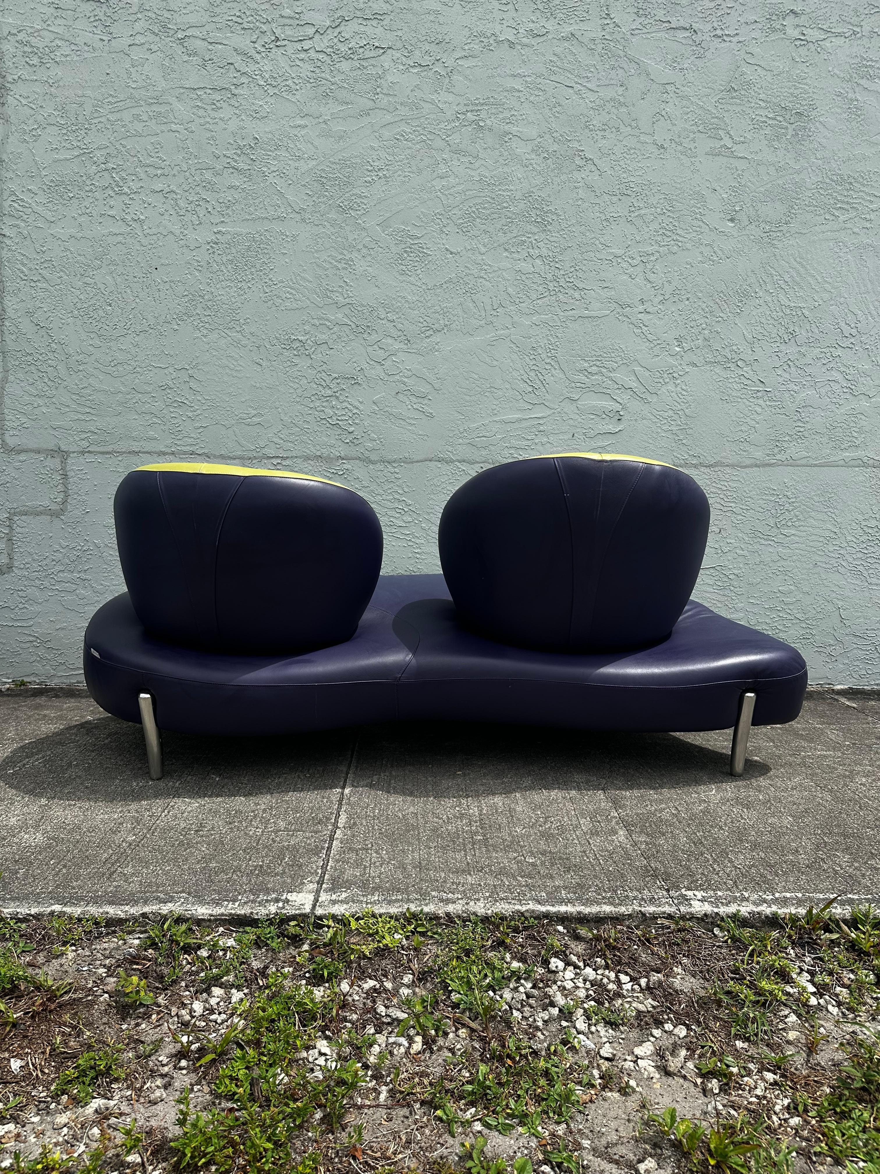 1990s Rare Poltromec Italia Leather Sculptural Space Age Sofa Loveseat, Set di 2 in vendita 10