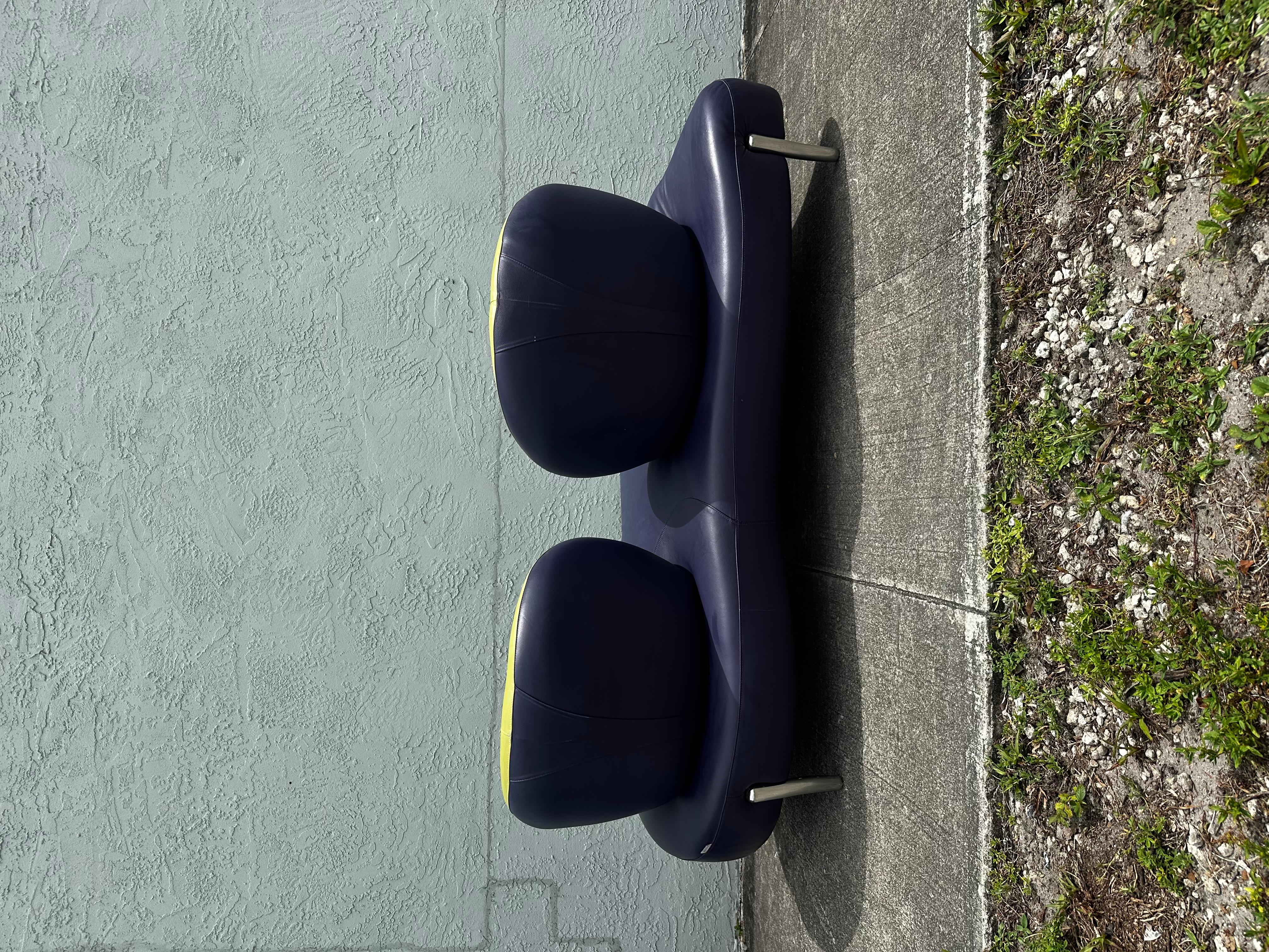 1990s Rare Poltromec Italia Leder Sculptural Space Age Sofa Loveseat, Set von 2 im Angebot 10