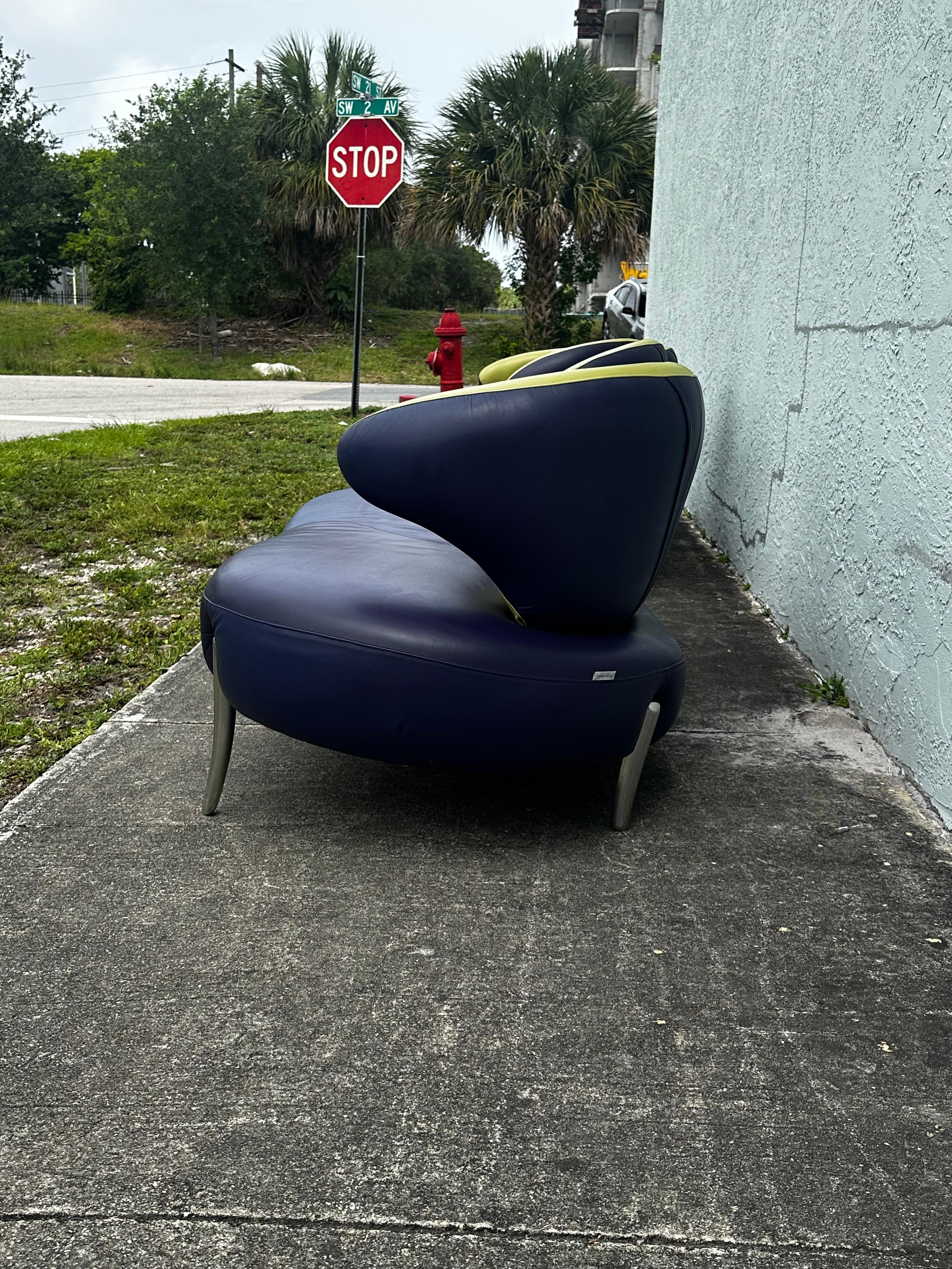 1990s Rare Poltromec Italia Leather Sculptural Space Age Sofa Loveseat, Set di 2 in vendita 11