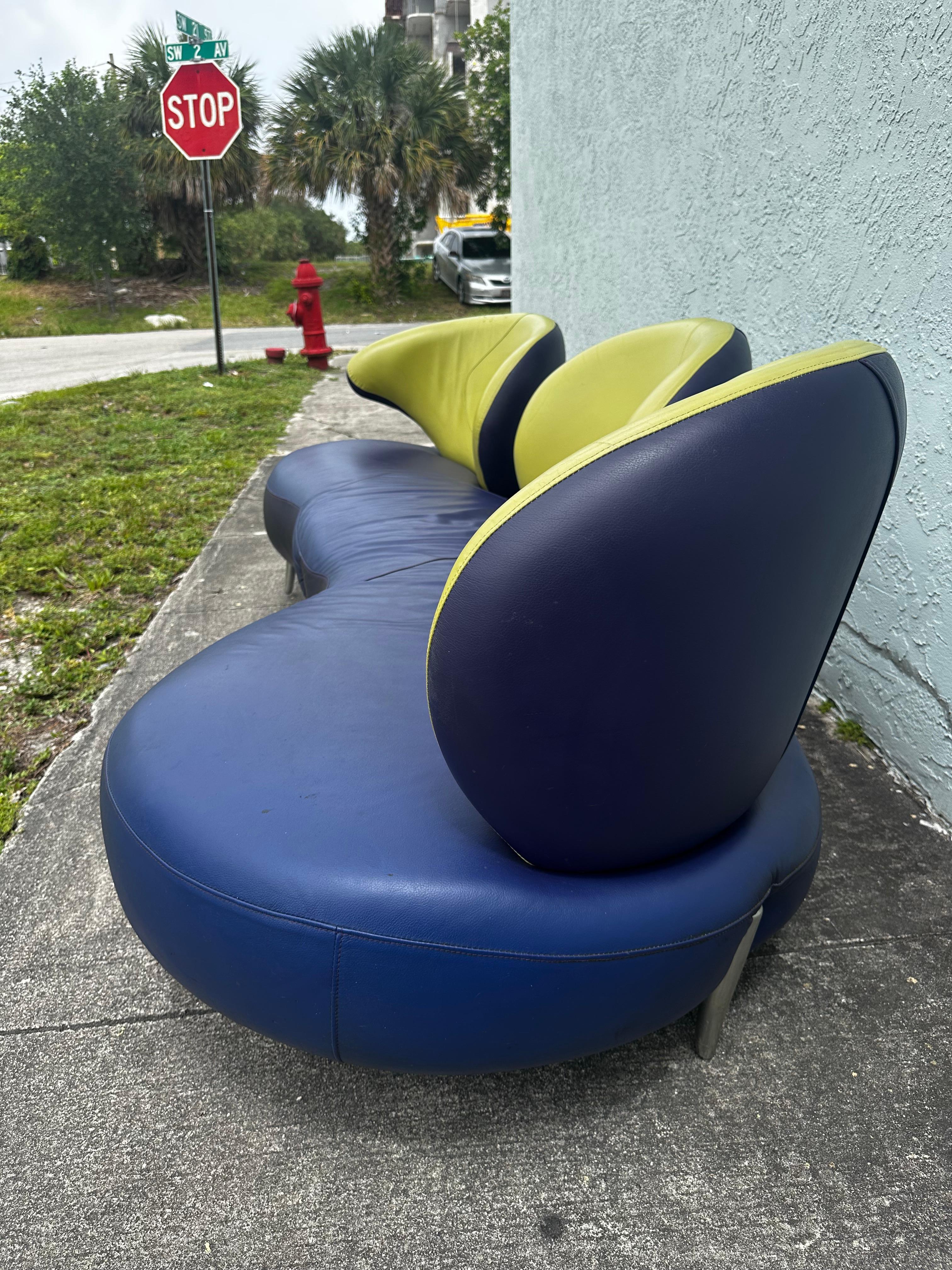 1990s Rare Poltromec Italia Leather Sculptural Space Age Sofa Loveseat, Set di 2 in vendita 12