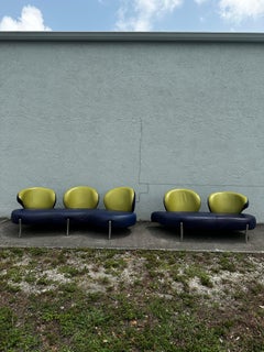 1990 Rare Poltromec Italia Sculptural Leather Space Age Sofa Loveseat, Set of 2