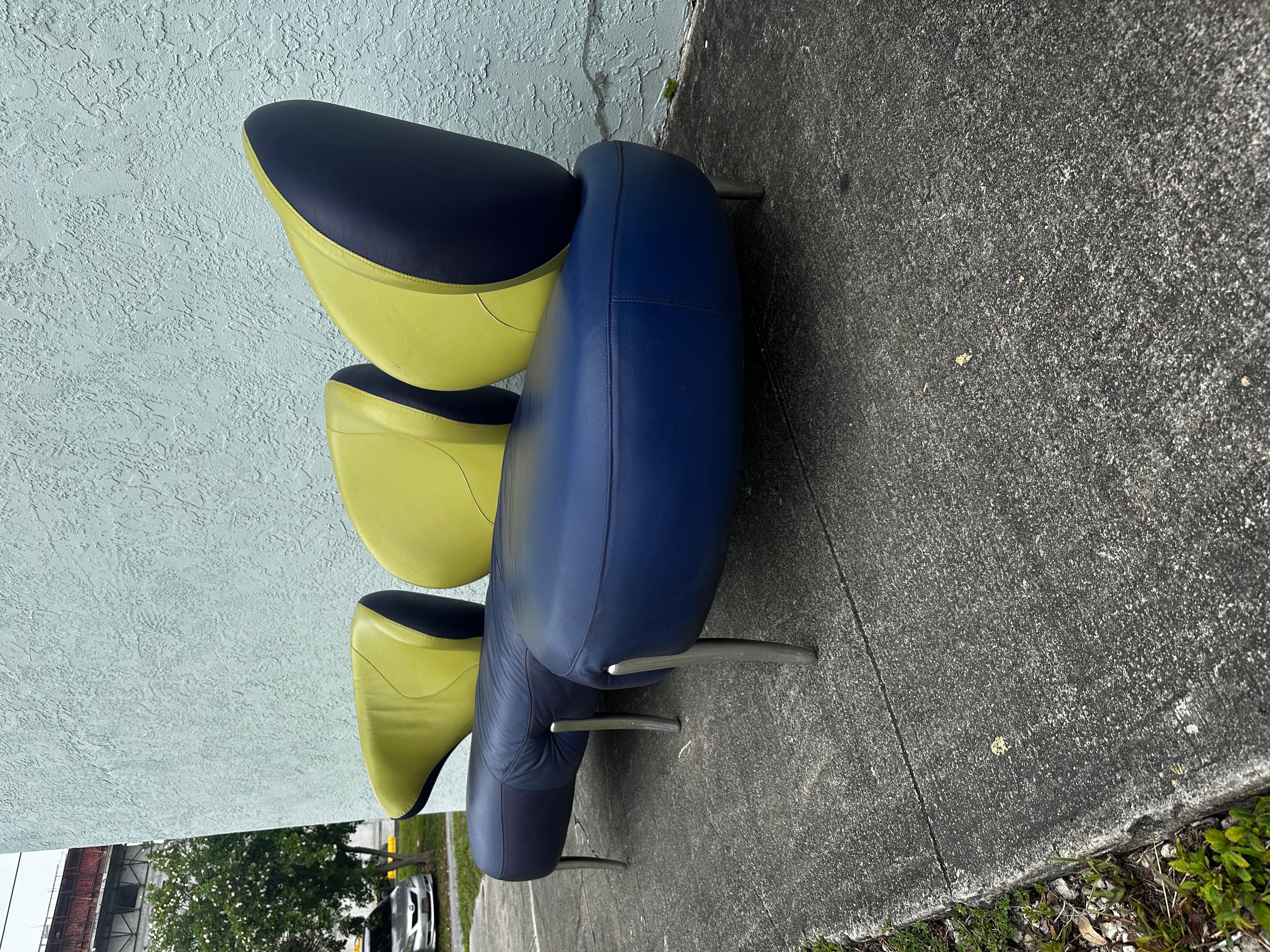 1990s Rare Poltromec Italia Leder Sculptural Space Age Sofa Loveseat, Set von 2 im Angebot 2