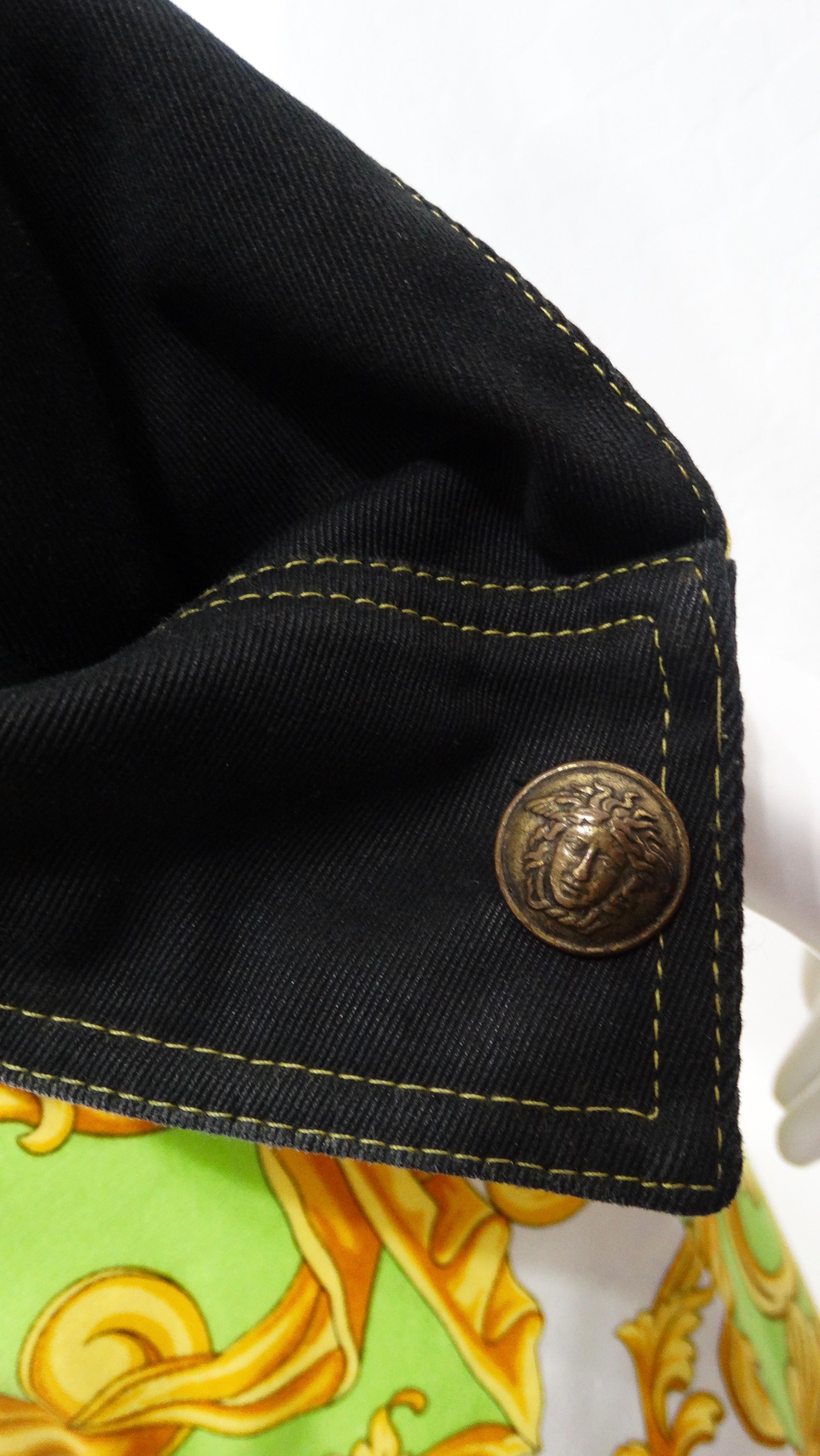 1990s Rare Versace Greek Key Denim Jacket 6