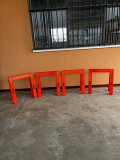 Basi per cavalletti da tavolo Acerbis arancione degli anni '70, set di 4 pezzi