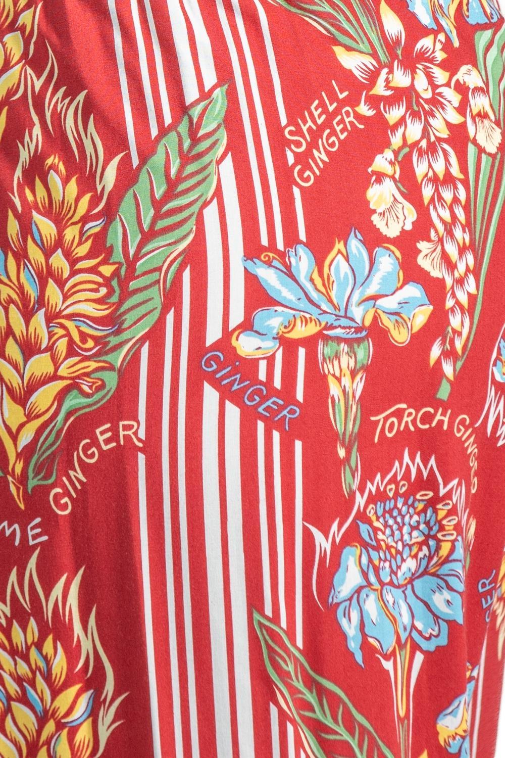 Pigiama in rayon rosso multicolore degli anni '90 in vendita 5