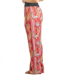 1990S Red Multicolored Rayon Pajamas