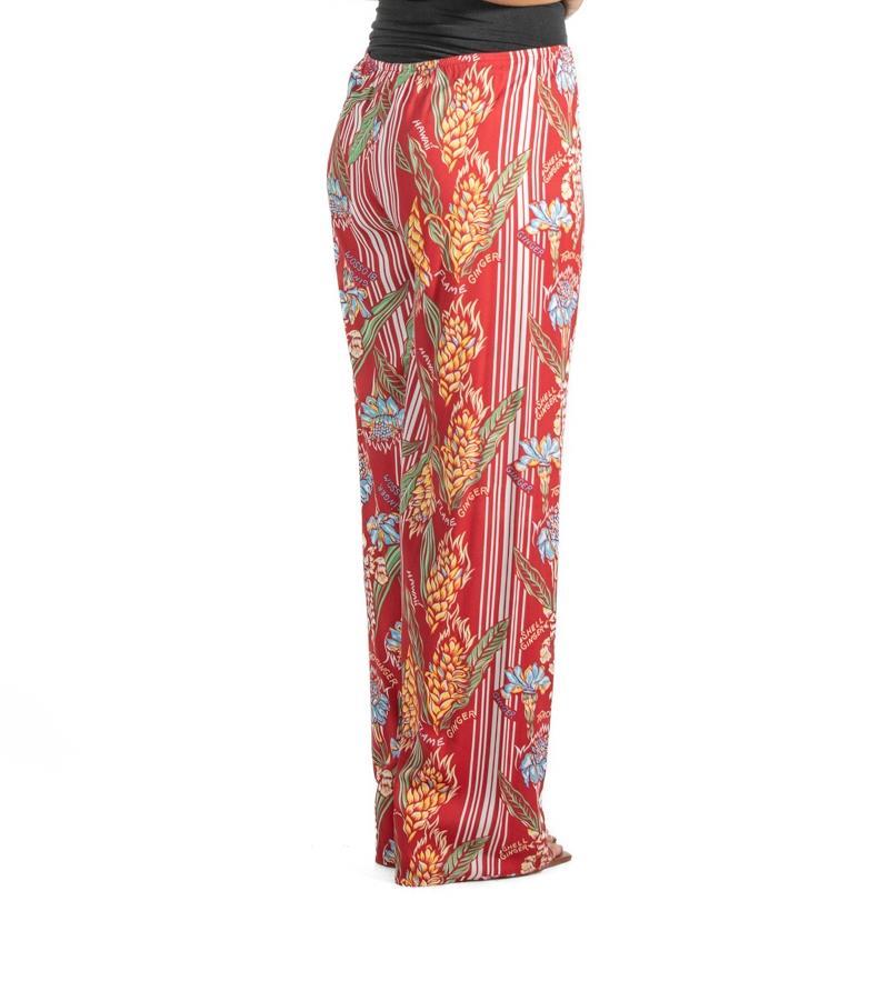 Donna Pigiama in rayon rosso multicolore degli anni '90 in vendita