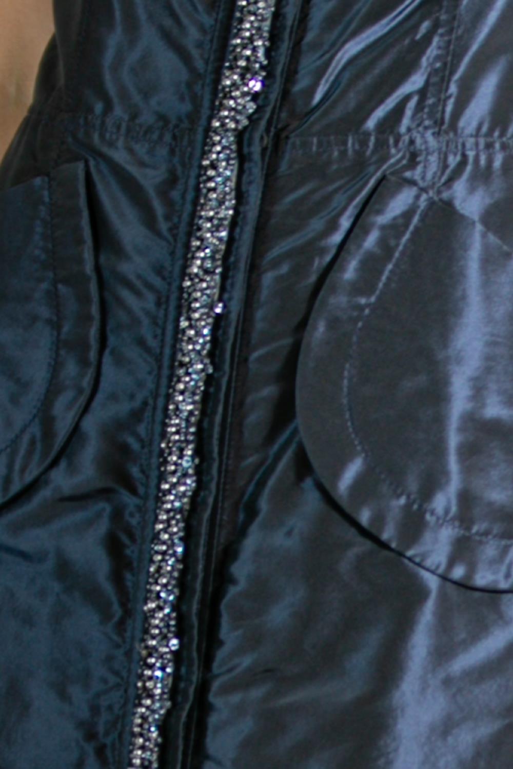 1990S REDUX CHARLES CHANG-LIMA Navy Blue Beaded Silk Cocktail Dress With Bow For Sale 5