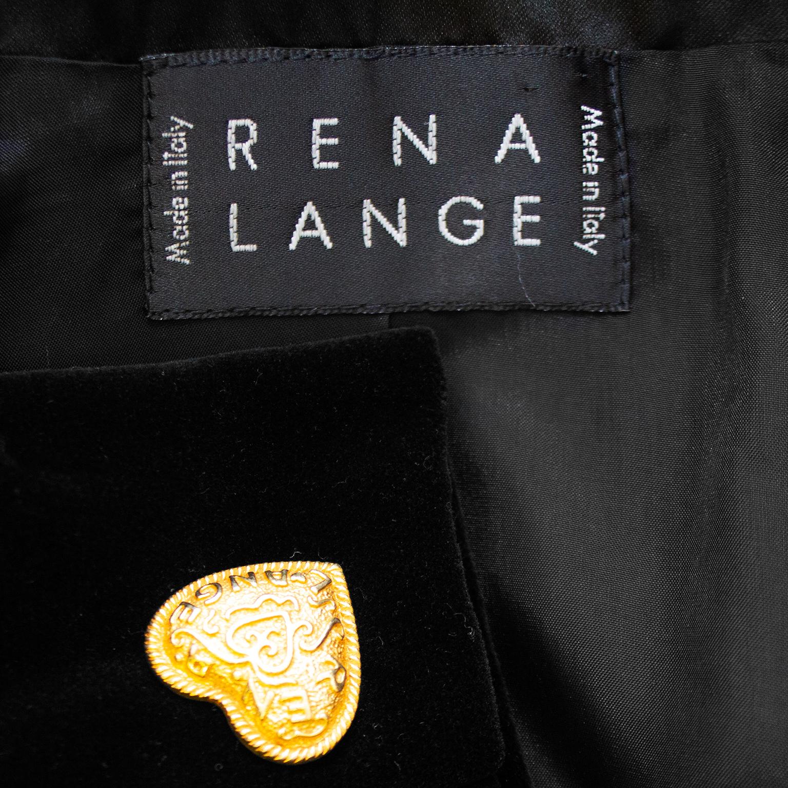 1990s Rena Lange Black Velvet and Wool Dress with Gold heart Buttons In Good Condition For Sale In Toronto, Ontario