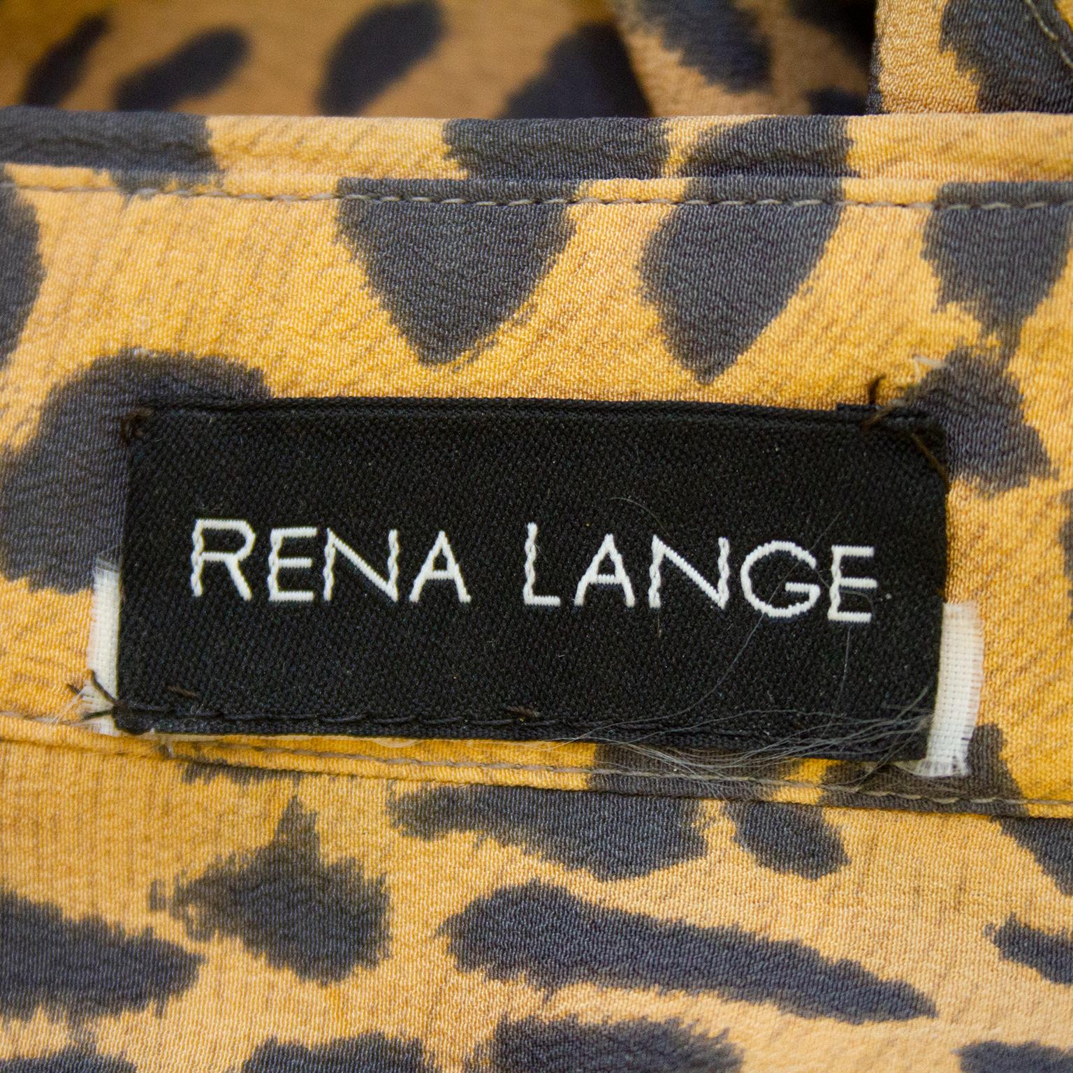 Brown 1990s Rena Lange Leopard Print Silk Shirt  For Sale