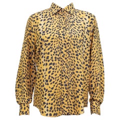 Camicia in seta con stampa leopardo di Rena Lange degli anni '90