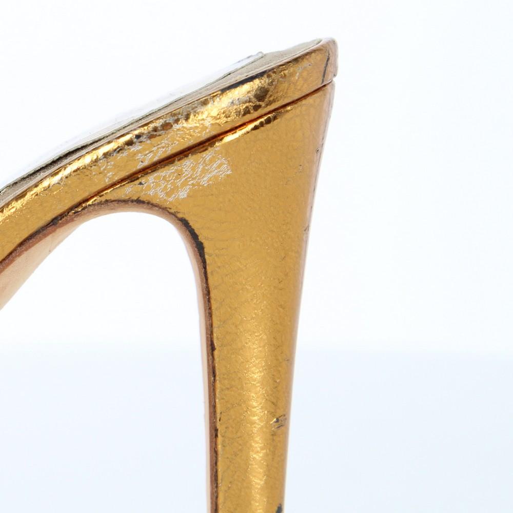 1990s René Caovilla Gold Heeled Sandals 5