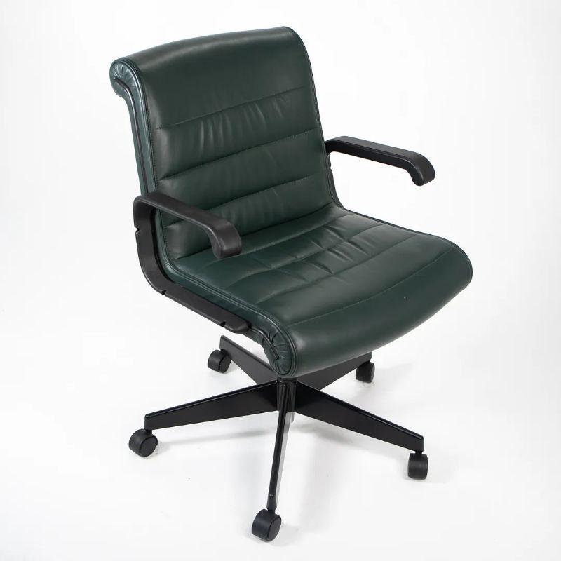 Modern 1990s Richard Sapper for Knoll Management Desk Chair in Dark Green Leather For Sale