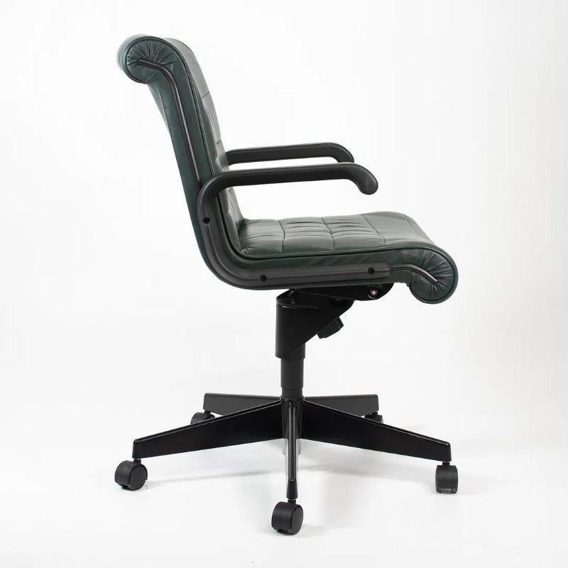 1990s Richard Sapper for Knoll Management Desk Chair in Dark Green Leather In Good Condition For Sale In Philadelphia, PA