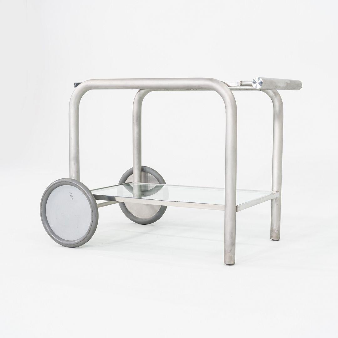 Prototipo anni '90 di Richard Schultz: carrello da servizio o carrello da bar in acciaio e vetro in vendita 4
