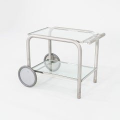 1990s Richard Schultz Prototype Serving Trolley or Bar Cart in Steel and Glass