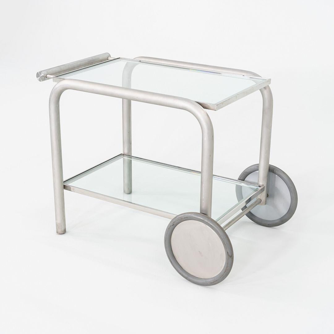 Americano Prototipo anni '90 di Richard Schultz: carrello da servizio o carrello da bar in acciaio e vetro in vendita