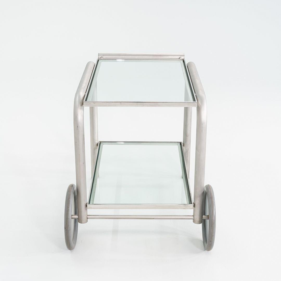 Prototipo anni '90 di Richard Schultz: carrello da servizio o carrello da bar in acciaio e vetro In condizioni buone in vendita a Philadelphia, PA