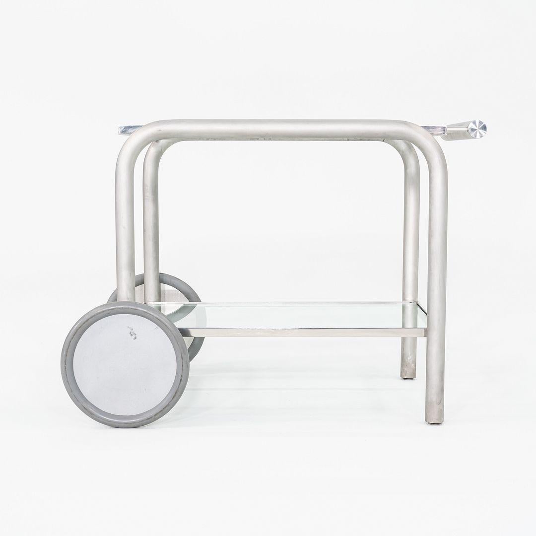 Acciaio inossidabile Prototipo anni '90 di Richard Schultz: carrello da servizio o carrello da bar in acciaio e vetro in vendita