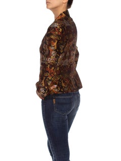 1990S RICHARD TYLER Black, Brown & Gold Silk Jacquard Jacket