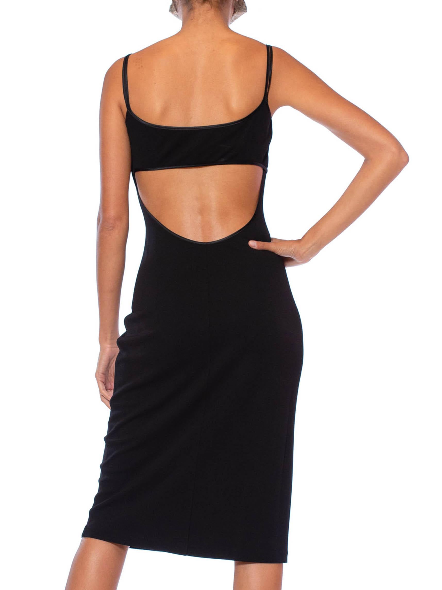 1990S RICHARD TYLER Black Rayon Jersey Open Back Body-Con Cocktail Dress With S 6
