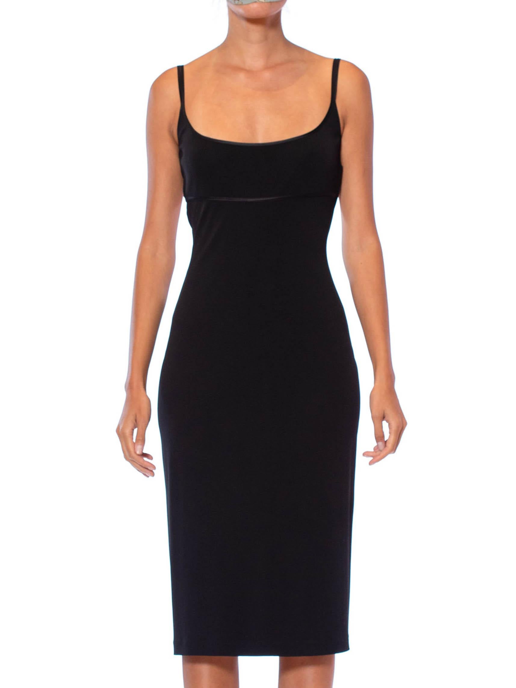 1990S RICHARD TYLER Black Rayon Jersey Open Back Body-Con Cocktail Dress With S In Excellent Condition In New York, NY