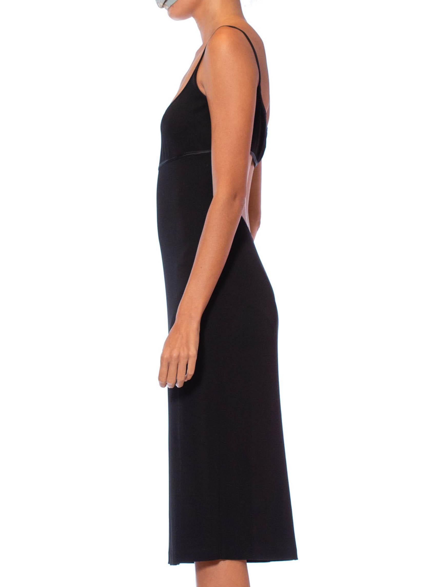 Women's 1990S RICHARD TYLER Black Rayon Jersey Open Back Body-Con Cocktail Dress With S