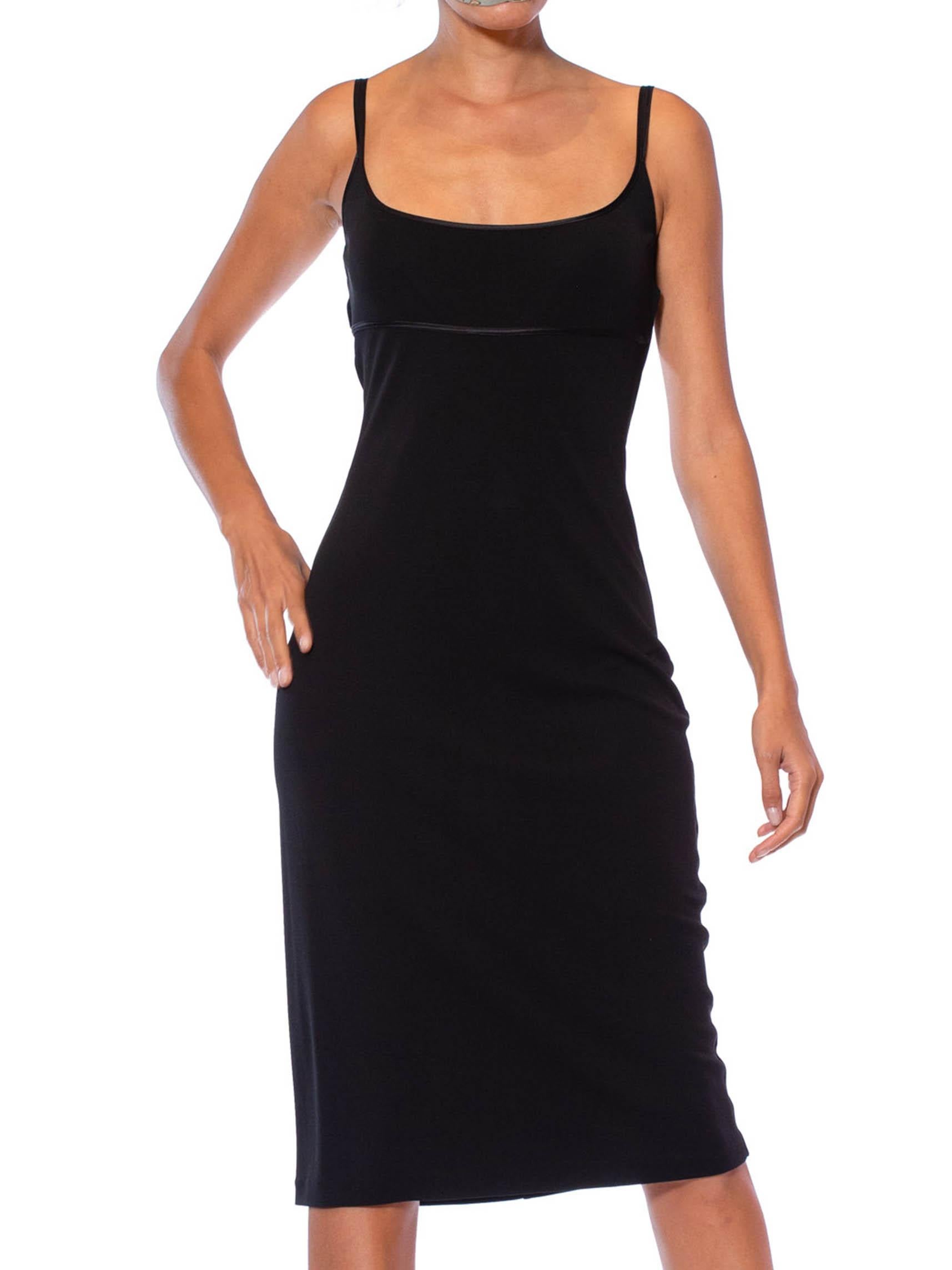 1990S RICHARD TYLER Black Rayon Jersey Open Back Body-Con Cocktail Dress With S 2