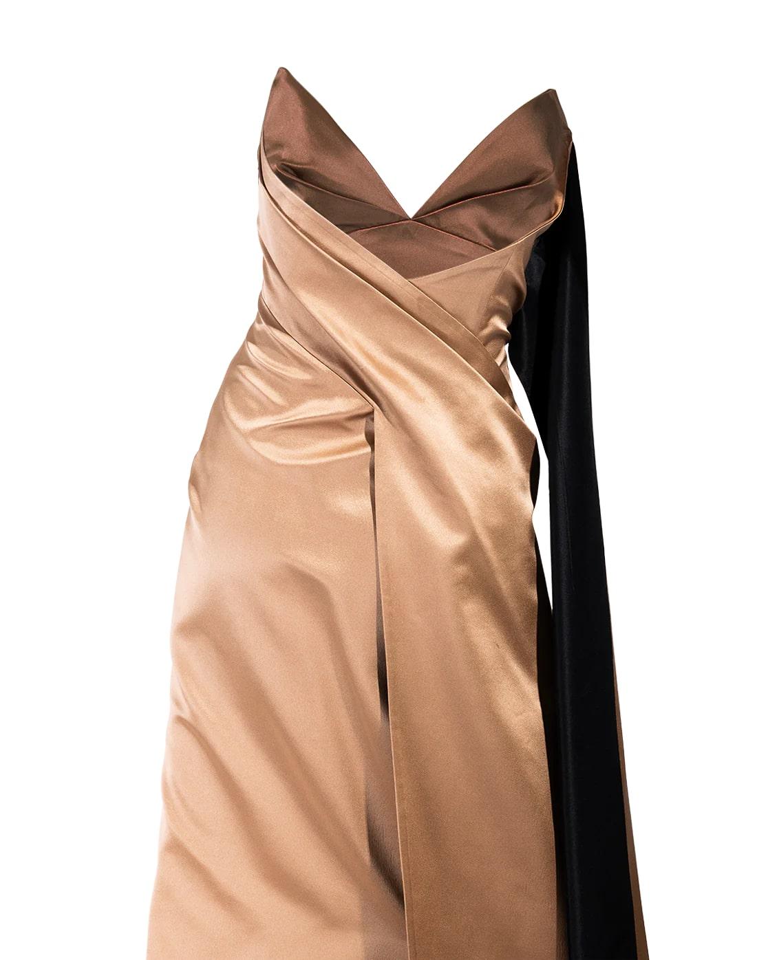 1990's Richard Tyler Couture Brown Silk Satin Gown 1