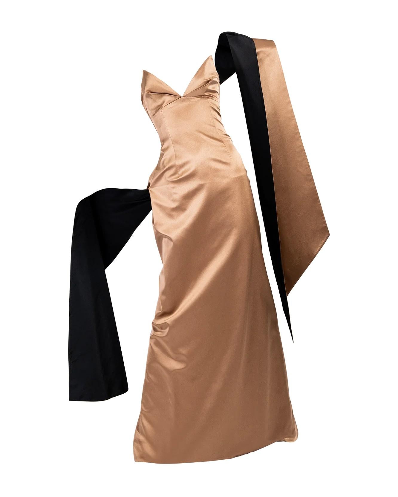1990's Richard Tyler Couture Brown Silk Satin Gown 2