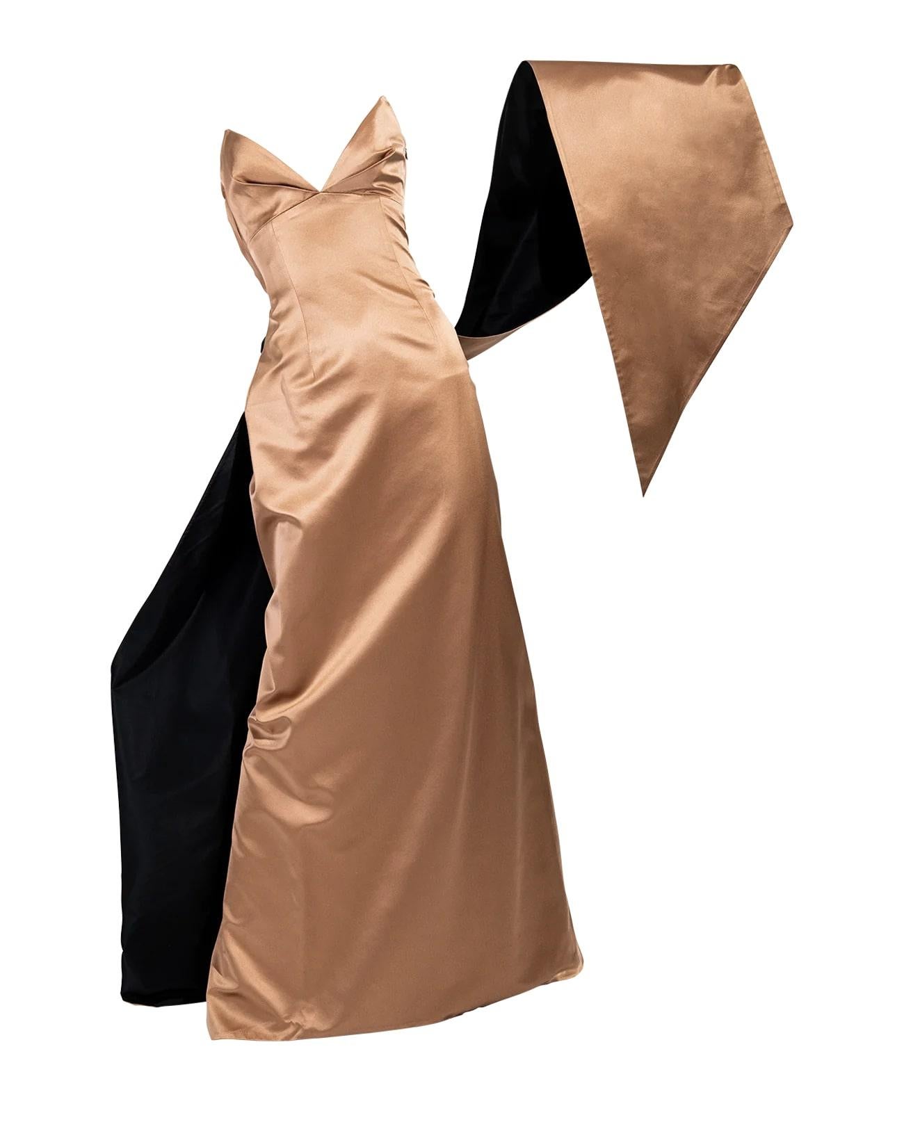 1990's Richard Tyler Couture Brown Silk Satin Gown 3