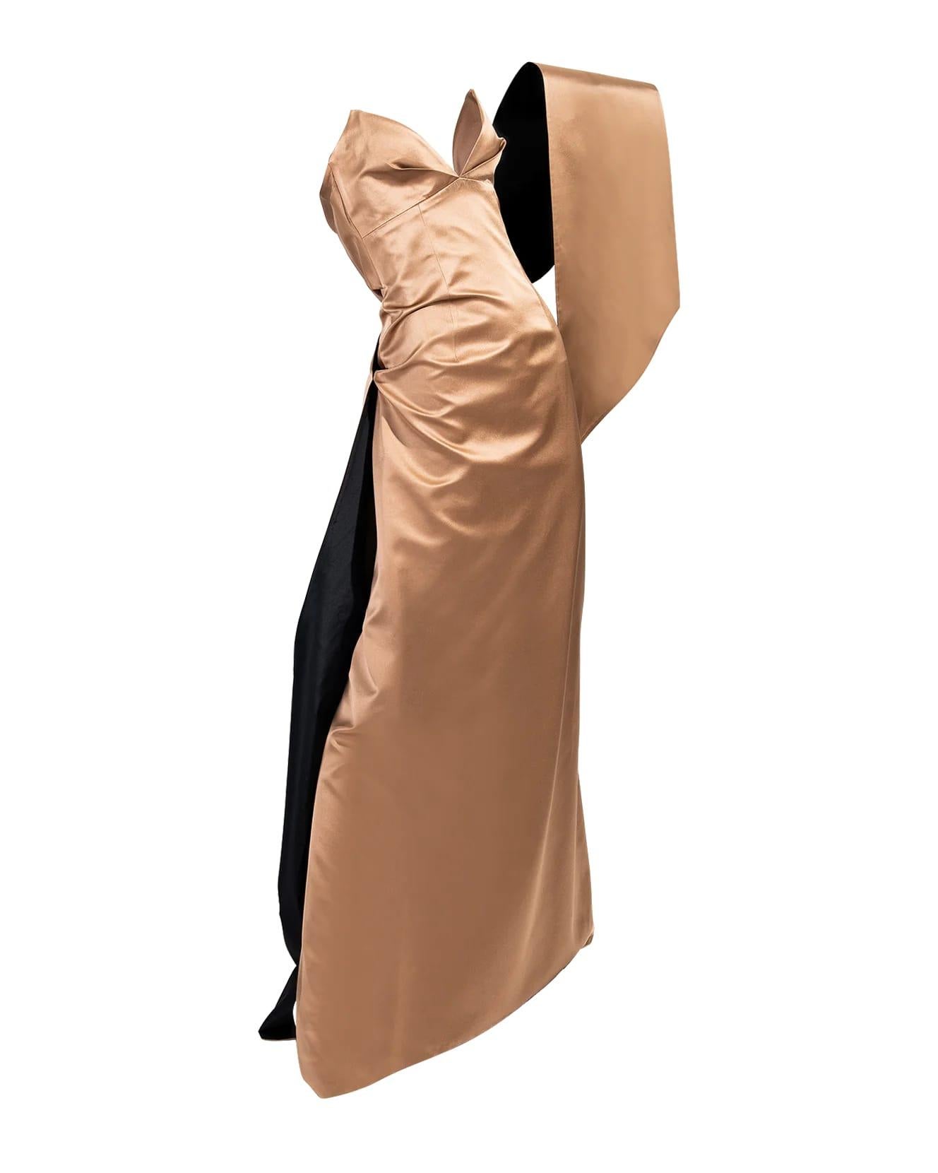 1990's Richard Tyler Couture Brown Silk Satin Gown 4