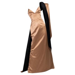 1990's Richard Tyler Couture Brown Silk Satin Gown