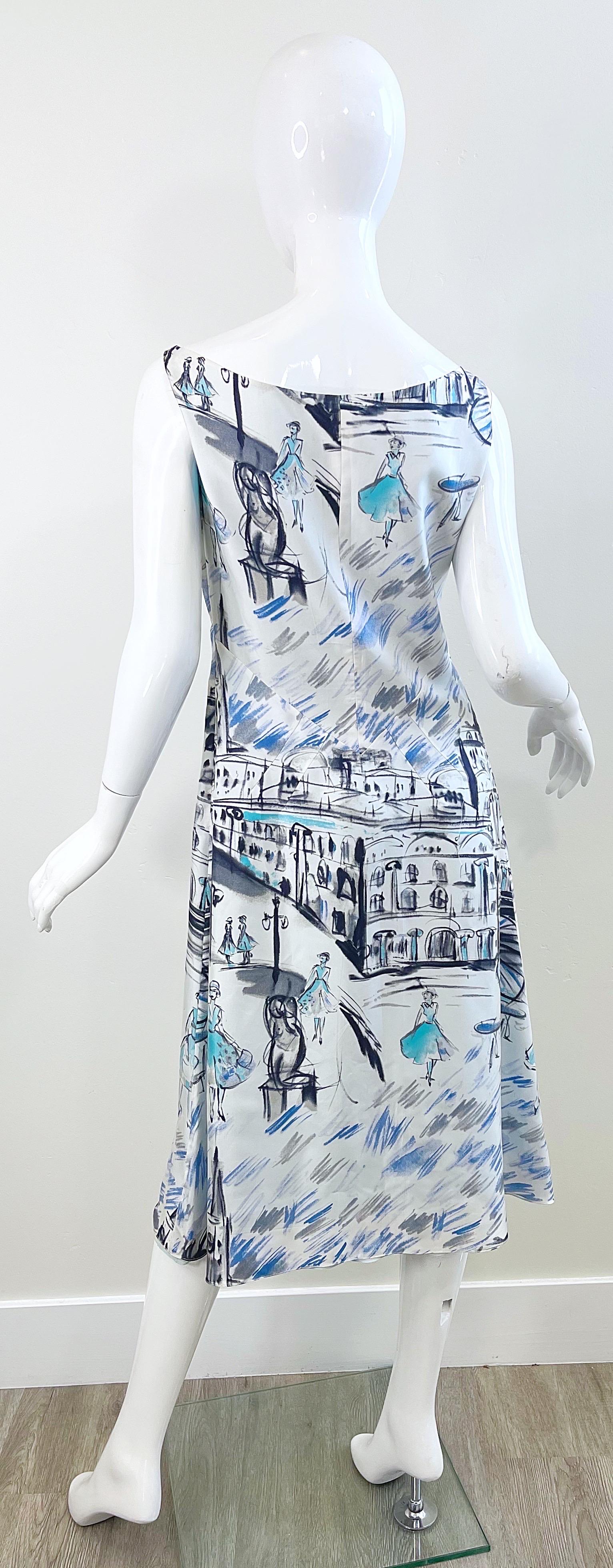 1990s Richard Tyler Couture Paris Print Size 8 / 10 Paris Print Vintage Dress  For Sale 4