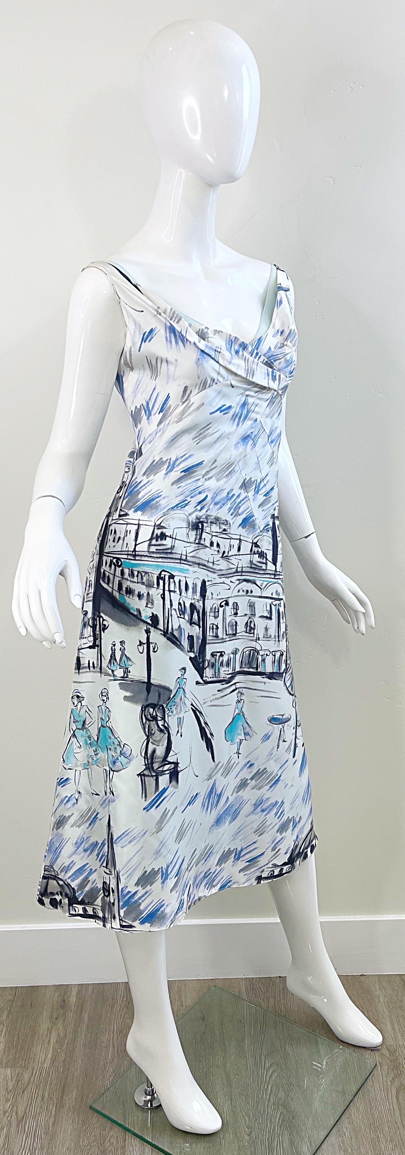 1990s Richard Tyler Couture Paris Print Size 8 / 10 Paris Print Vintage Dress  For Sale 6