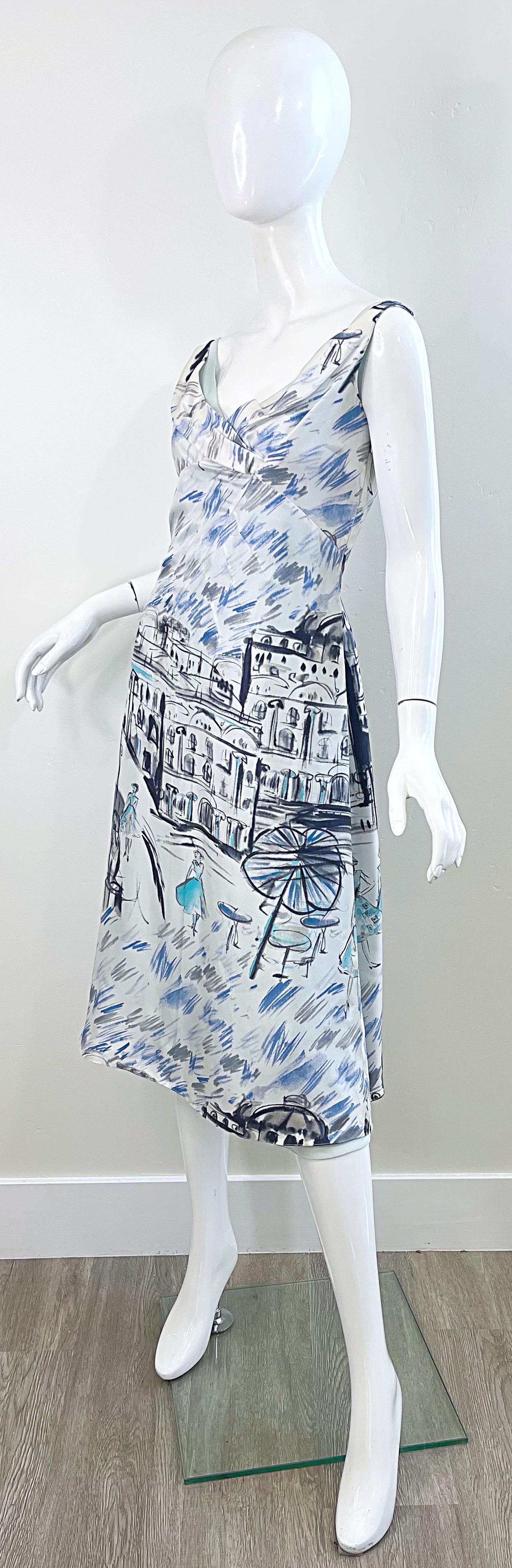 1990s Richard Tyler Couture Paris Print Size 8 / 10 Paris Print Vintage Dress  For Sale 7