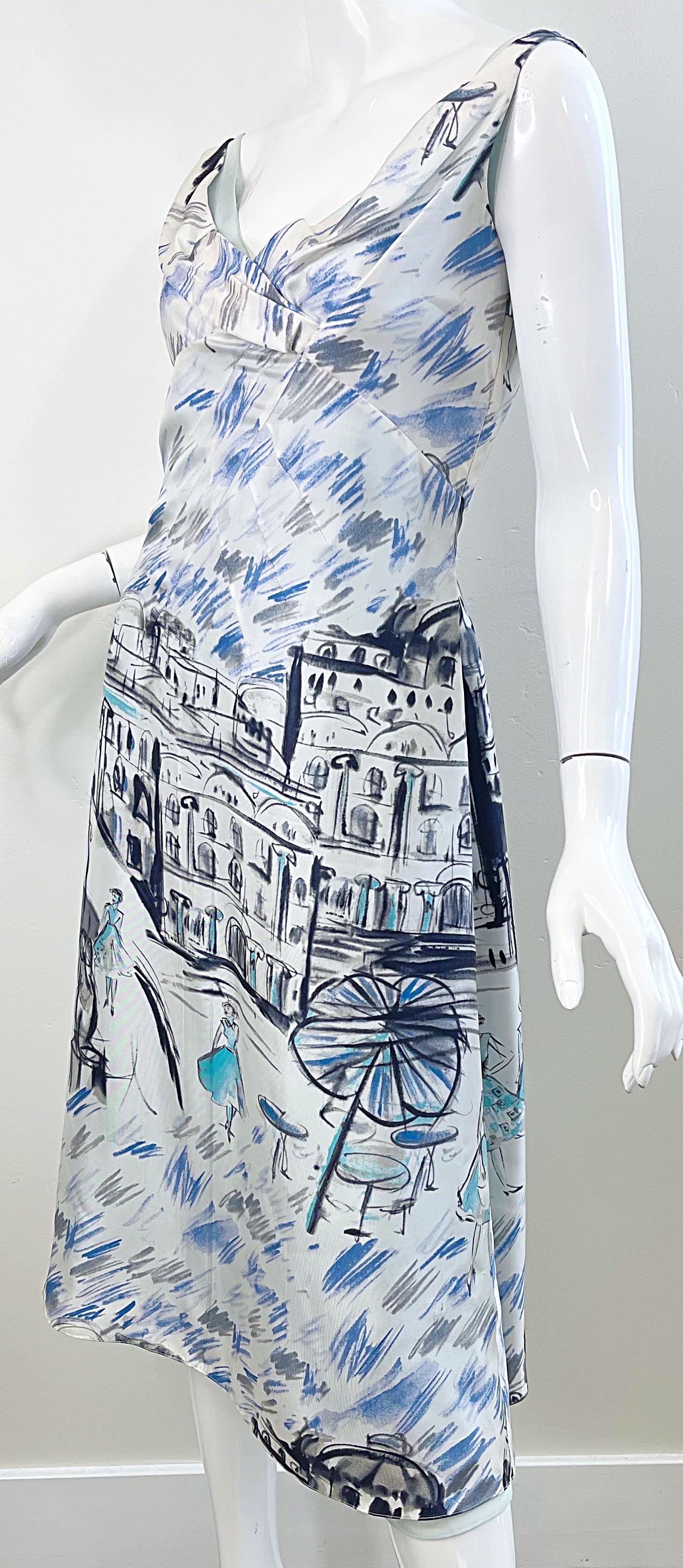 1990s Richard Tyler Couture Paris Print Size 8 / 10 Paris Print Vintage Dress  For Sale 9