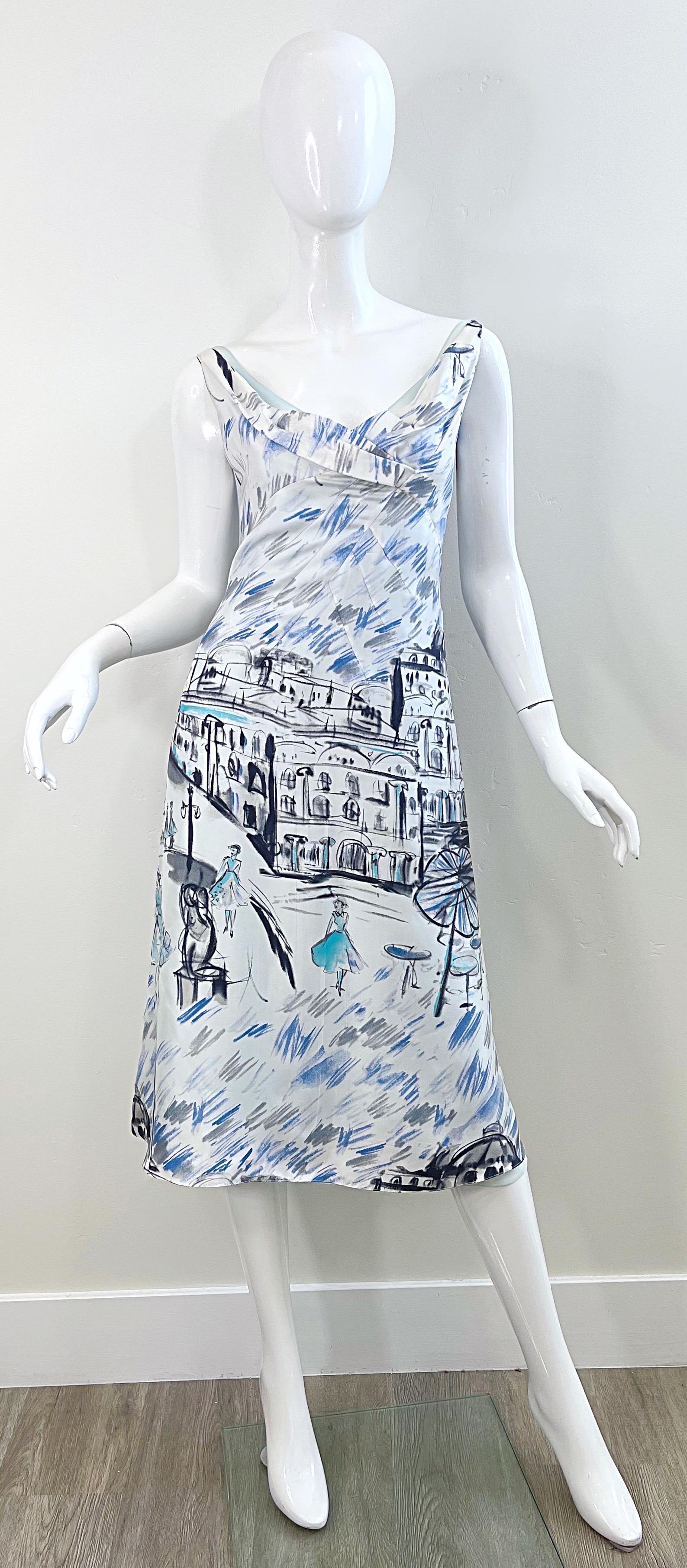 1990s Richard Tyler Couture Paris Print Size 8 / 10 Paris Print Vintage Dress  For Sale 10