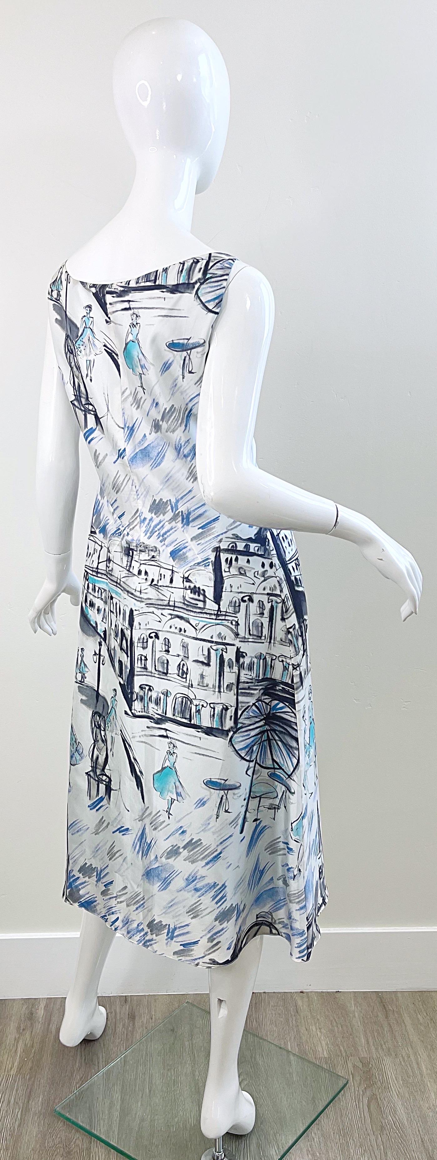 1990s Richard Tyler Couture Paris Print Size 8 / 10 Paris Print Vintage Dress  For Sale 2
