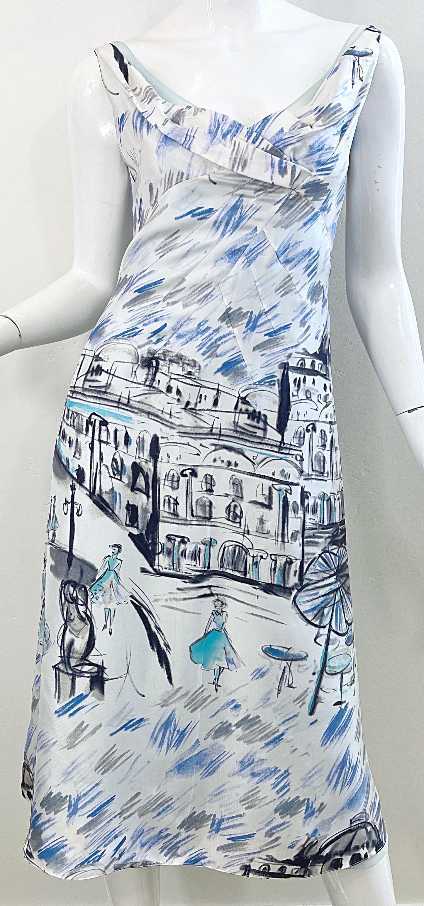 1990s Richard Tyler Couture Paris Print Size 8 / 10 Paris Print Vintage Dress  For Sale 3