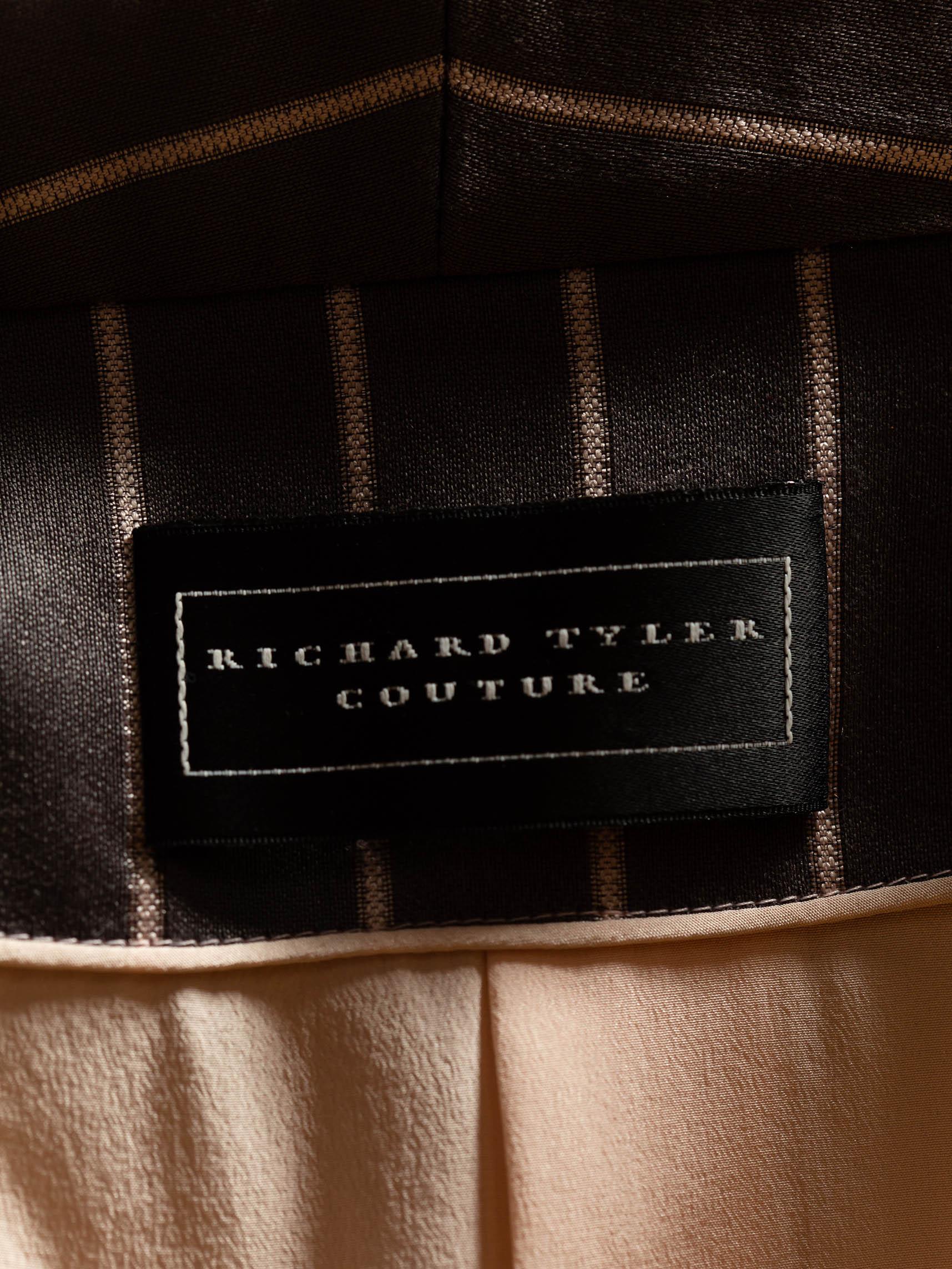 1990S RICHARD TYLER Grey Silk Custom Couture Dress & Jacket For Sale 3