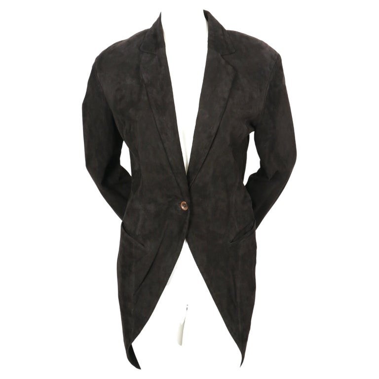 1990's RIFAT OZBEK black ssuede tuxedo jacket For Sale at 1stDibs